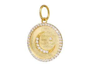 14K Solid Gold Pave Diamond Moon and Star Pendant, (14K-DP-061)