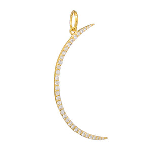 14K Solid Gold Pave Diamond Crescent Moon Pendant , (14K-DP-062)