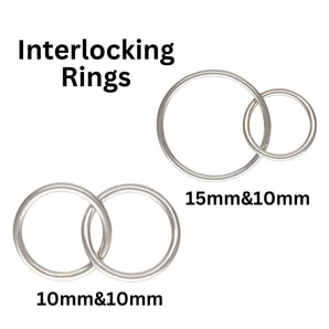 Sterling Silver Interlocking Rings, Connector Links Available in 2 Sizes - 15mm and 10mm, 10mm & 10mm (SS-1021)