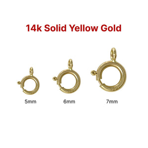 14k SOLID Gold Spring Ring Clasp, 5-6 mm, (14k-104)