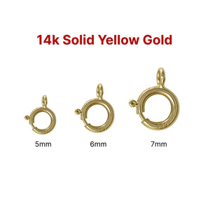 14k SOLID Gold Spring Ring Clasp, 5-6 mm, (14k-104)