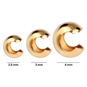 Gold Filled Crimp Covers, Cover Bead 2.5mm, 3mm and 4 mm, (GF-380)