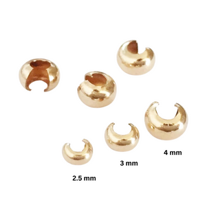 Gold Filled Crimp Covers, Cover Bead 2.5mm, 3mm and 4 mm, (GF-380)