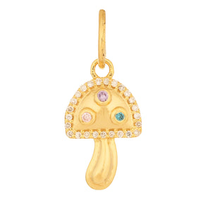 14k Solid Gold & Diamond Musroom Pendant,  (14K-DP-188)