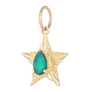 14k Solid Gold & Emerald Star Pendant,  (14K-DP-176)