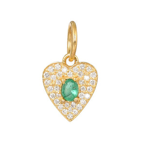 14k Solid Gold & Emerald and Diamond Charms, Heart, Star, Evil Eye (14K-DCH-890)