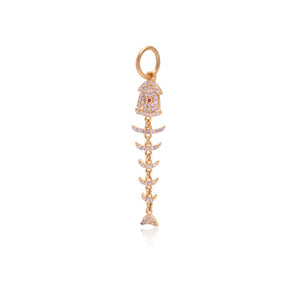 14k Solid Gold & Diamond Fish Pendant, (14K-DP-121)