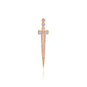 14k Solid Gold & Diamond Dagger Pendant,  (14K-DP-122)