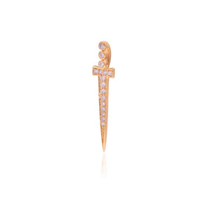 14k Solid Gold & Diamond Dagger Pendant,  (14K-DP-122)