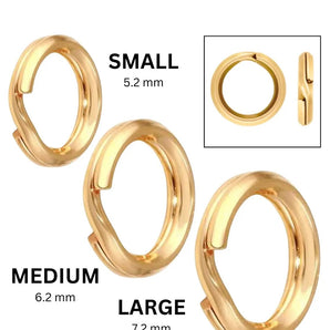 14K Gold Filled Round Split Ring, 3 Sizes - 5.2mm, 6.2mm, 7.2mm, (GF-363)