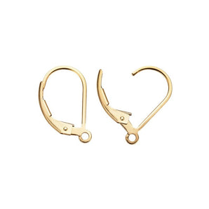 14K SOLID Gold Plain Lever-Back Ear Wire with Open Ring, (14k-112)