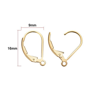 14K SOLID Gold Plain Lever-Back Ear Wire with Open Ring, (14k-112)
