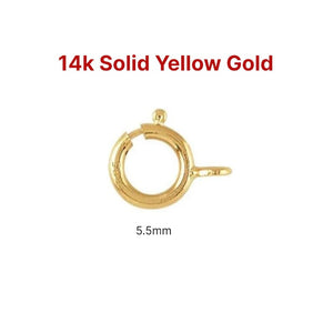 14K SOILD Gold, 5.5mm, Light Spring Ring Clasps, Made in Italy, (14k-104)