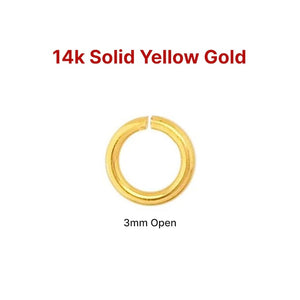 14k SOLID Yellow Gold, 3 mm, 24 gauge, Open Jump Ring, (14k-JR24-3O)