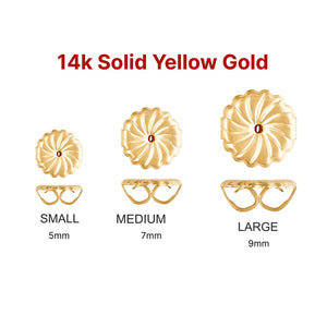 14k SOLID Gold Premium Earring Back Swirl, 3 Sizes, (14k-110)