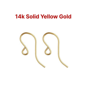 14k SOLID Gold French Ear Wire with Outside Loop, (14k-109)