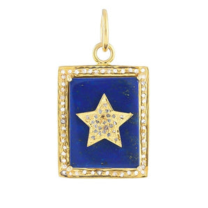 Pave Diamond & Lapis Star Pendant, (DPM-1278)