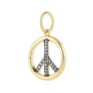 Pave Diamond Peace Sign Pendant, (DPS-223)