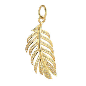 Pave Diamond Large Leaf Pendant, (DPL-2566)