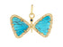 Pave Diamond & Turquoise With Blue Sapphire Butterfly Pendant, (DPM-1290)