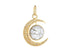 Pave Diamond & Golden Rutile Crescent Moon Pendant, (DPM-1285)