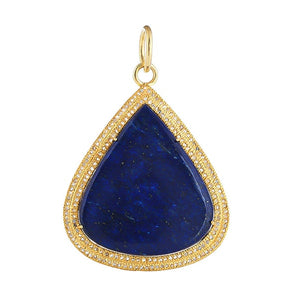 Pave Diamond & Lapis Large Teardrop Pendant, (DPL-2565)