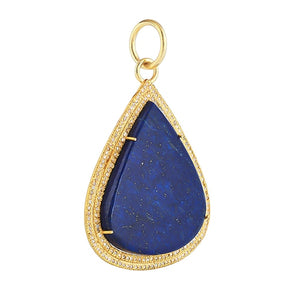 Pave Diamond & Lapis Large Teardrop Pendant, (DPL-2565)