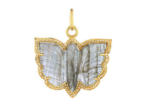 Pave Diamond & Labradorite Butterfly Pendant, (DPM-1284)
