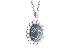 Sterling Silver Turquoise Flower Pendant, (SP-5804)