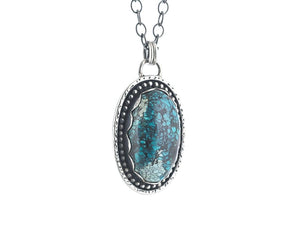 Sterling Silver Turquoise Handcrafted Oval Pendant, (SP-5819)