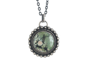 Sterling Silver Turquoise Round Pendant, (SP-5808)