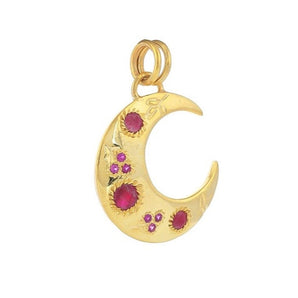 Sterling Silver Ruby Celestial Moon Pendant, (DPM-1307)