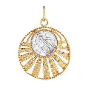 Pave Diamond & Golden Rutile Pendant, (DPM-1303)