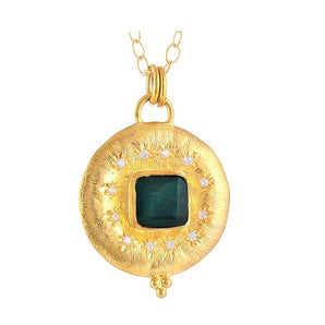 Sterling Silver Emerald Pendant, (DPM-1309)