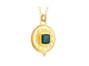 Sterling Silver Emerald Pendant, (DPM-1309)