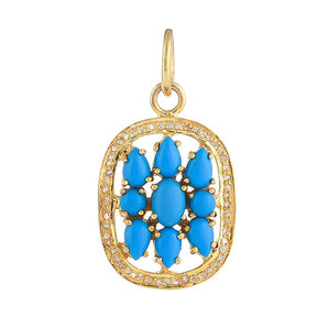 Pave Diamond & Turquoise Pendant, (DPM-1288)