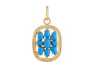 Pave Diamond & Turquoise Pendant, (DPM-1288)