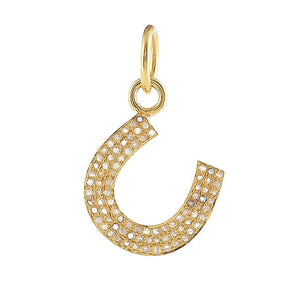 Pave Diamond Lucky Horseshoe Charm Pendant, (DPS-209)