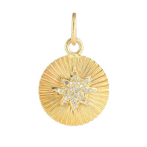 Pave Diamond Fluted Star Pendant, (DPM-1297)