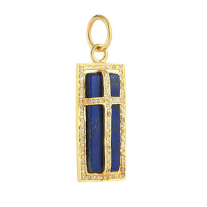 Pave Diamond & Lapis Cross Pendant, (DPM-1287)