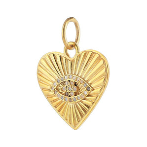 Pave Diamond Evil Eye Heart Pendant, (DPM-1286)