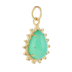 Pave Diamond & Chrysoprase Drop Pendant, (DPM-1289)