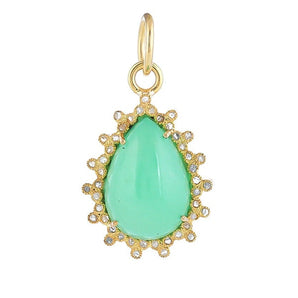 Pave Diamond & Chrysoprase Drop Pendant, (DPM-1289)