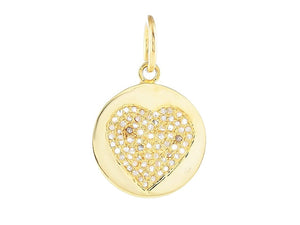 Pave Diamond Round Love Heart Pendant, (DPS-210)