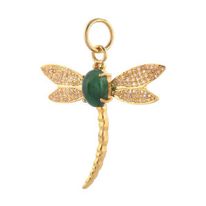 Pave Diamond & Emerald DragonFly Pendant, (DPL-2570)