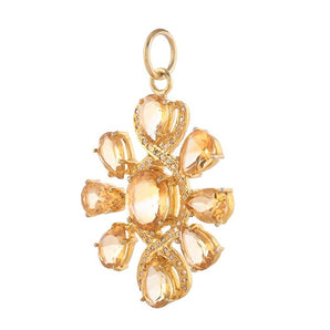 Pave Diamond & Citrine Flower Pendant, (DPL-2575)