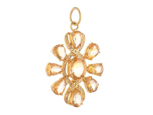 Pave Diamond & Citrine Flower Pendant, (DPL-2575)