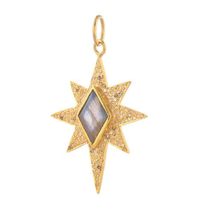 Pave Diamond & Labradorite North Star Pendant, (DPL-2576)