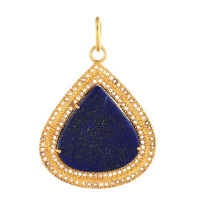 Pave Diamond & Lapis Tear Drop Pendant, (DPM-1336)