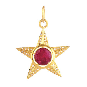 Pave Diamond & Ruby Star Pendant, (DPM-1340)